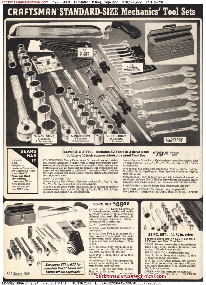 1976 Sears Fall Winter Catalog, Page 822