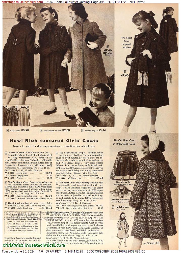 1957 Sears Fall Winter Catalog, Page 391