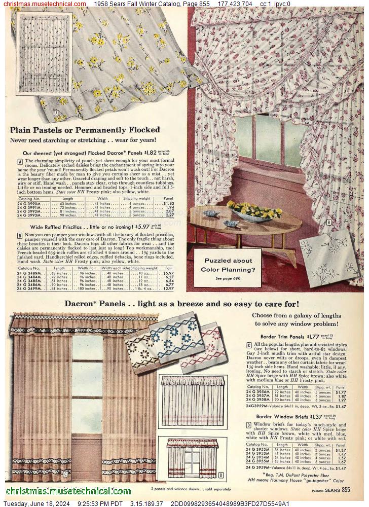 1958 Sears Fall Winter Catalog, Page 855