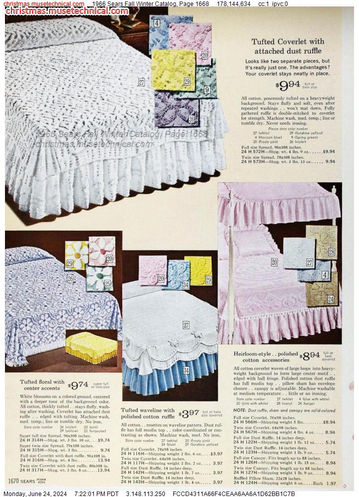 1966 Sears Fall Winter Catalog, Page 1668