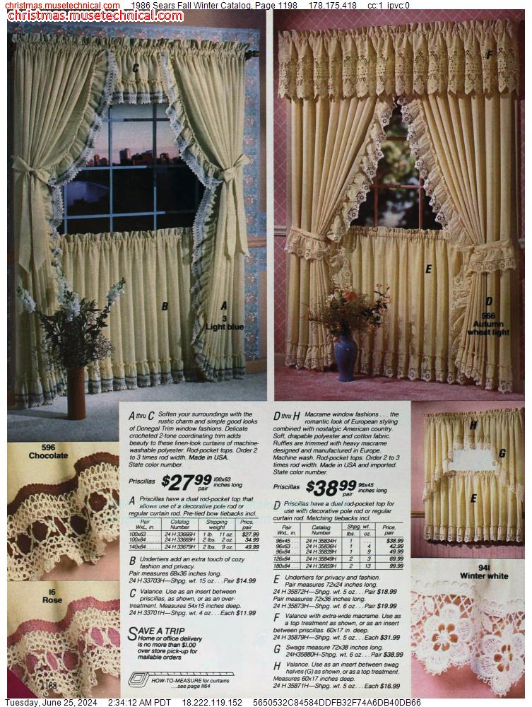 1986 Sears Fall Winter Catalog, Page 1198