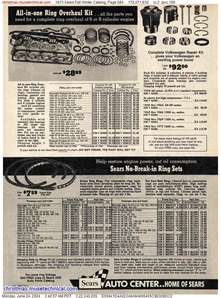 1973 Sears Fall Winter Catalog, Page 584