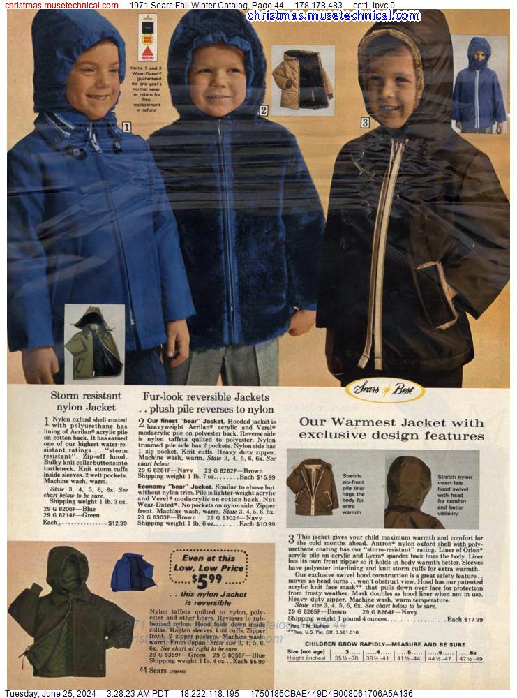 1971 Sears Fall Winter Catalog, Page 44