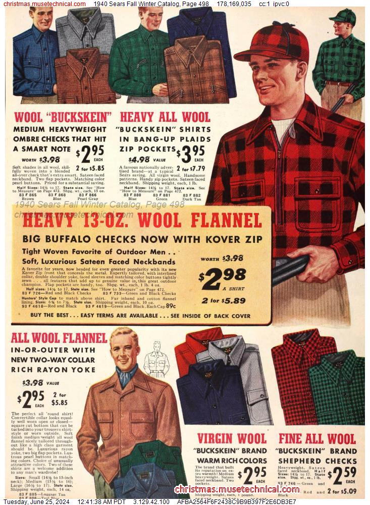 1940 Sears Fall Winter Catalog, Page 498