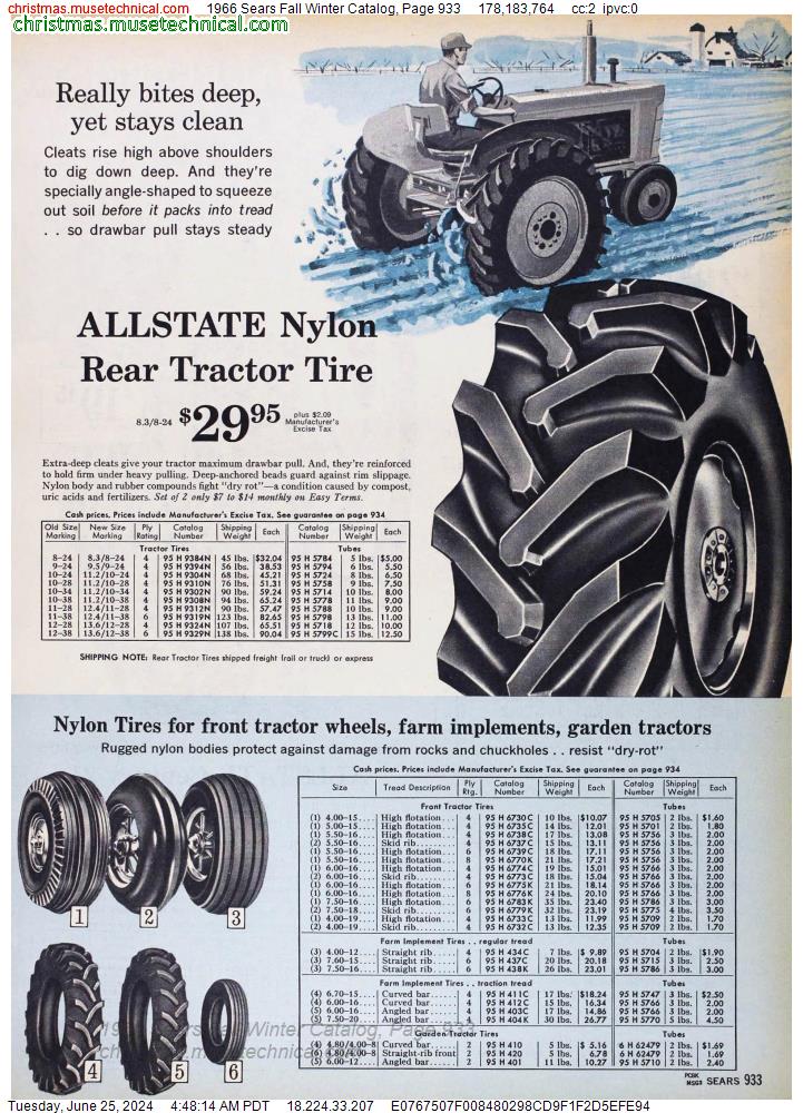 1966 Sears Fall Winter Catalog, Page 933