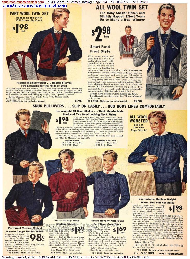 1941 Sears Fall Winter Catalog, Page 394