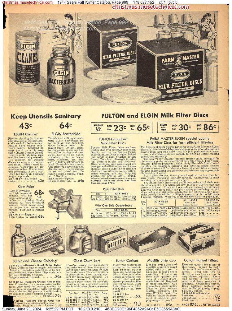 1944 Sears Fall Winter Catalog, Page 999