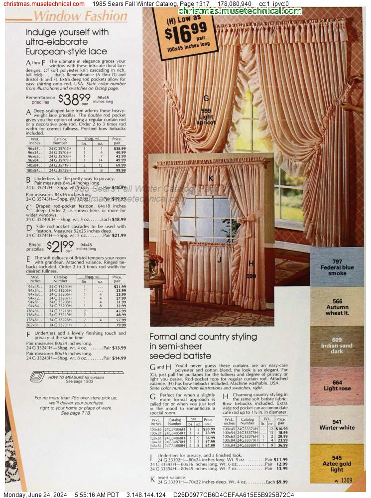 1985 Sears Fall Winter Catalog, Page 1317