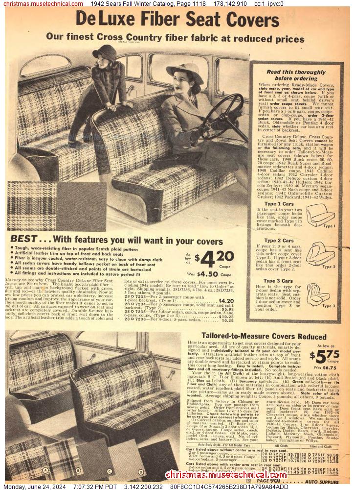1942 Sears Fall Winter Catalog, Page 1118