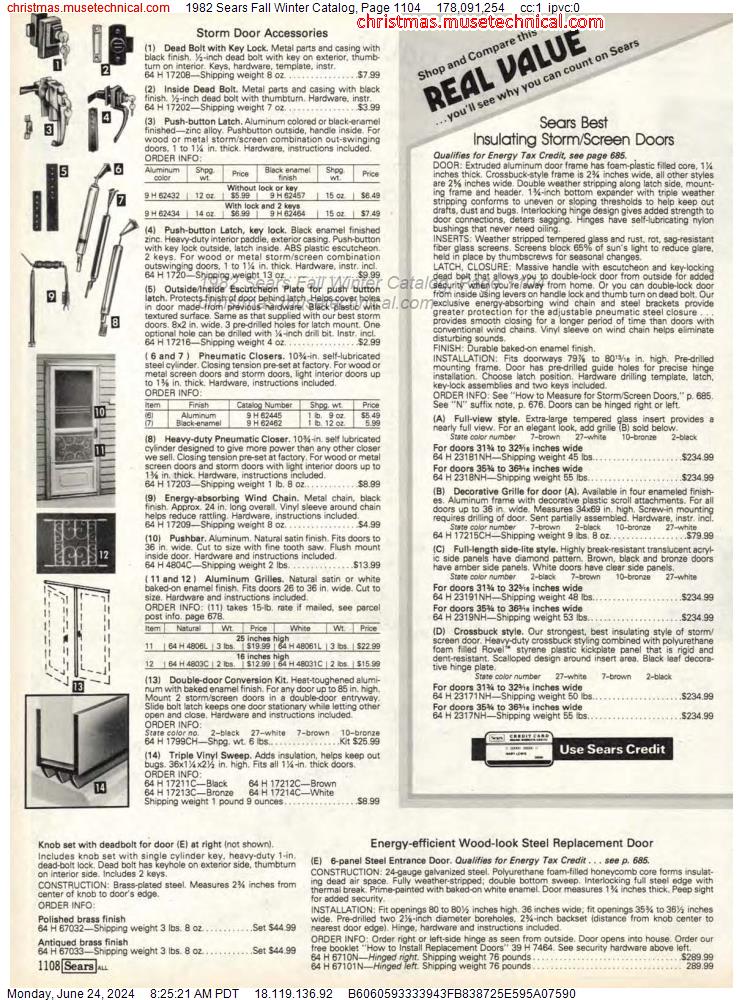 1982 Sears Fall Winter Catalog, Page 1104