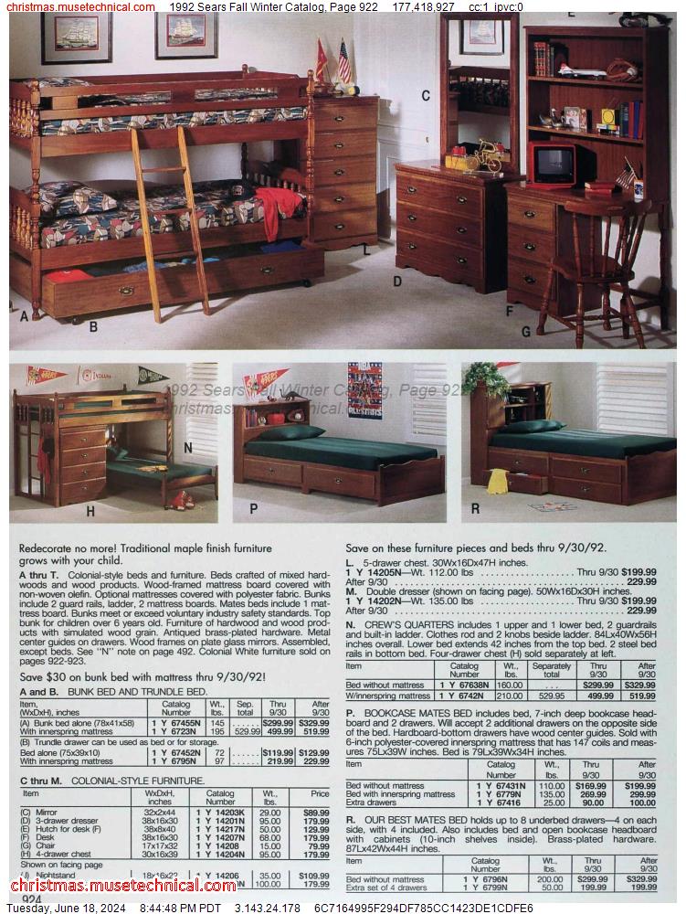 1992 Sears Fall Winter Catalog, Page 922