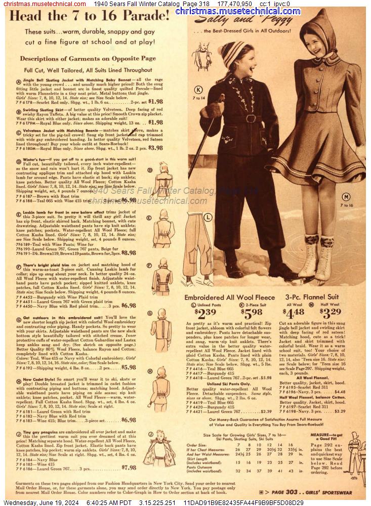 1940 Sears Fall Winter Catalog, Page 318