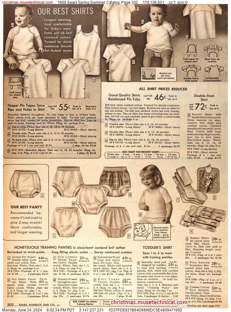 1955 Sears Spring Summer Catalog, Page 302