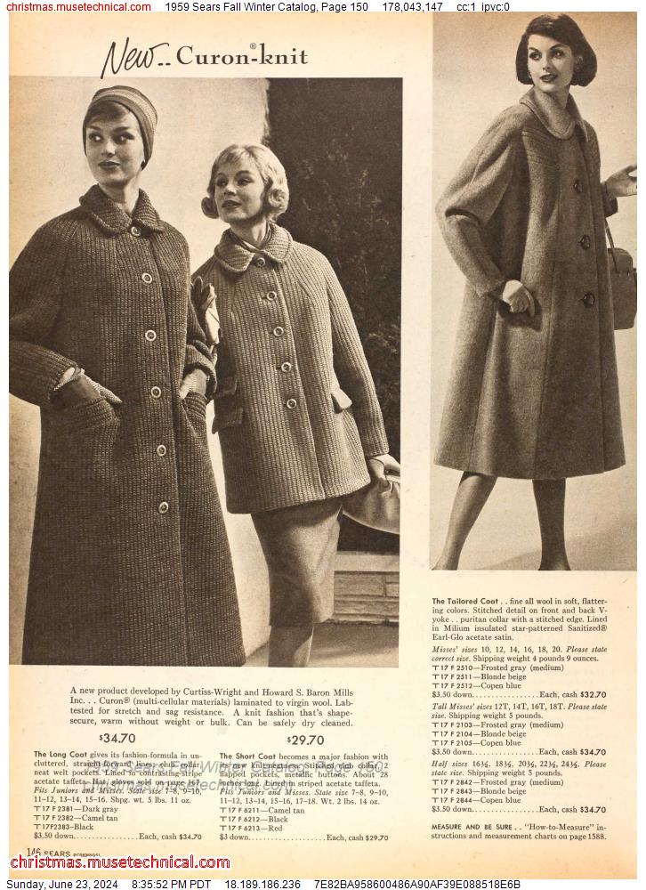 1959 Sears Fall Winter Catalog, Page 150