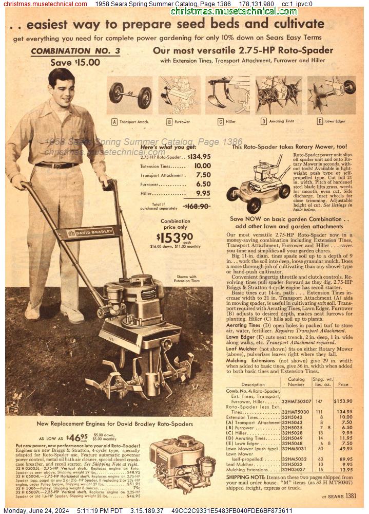 1958 Sears Spring Summer Catalog, Page 1386