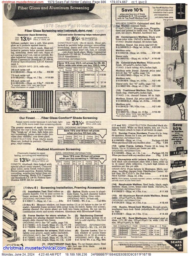 1978 Sears Fall Winter Catalog, Page 886