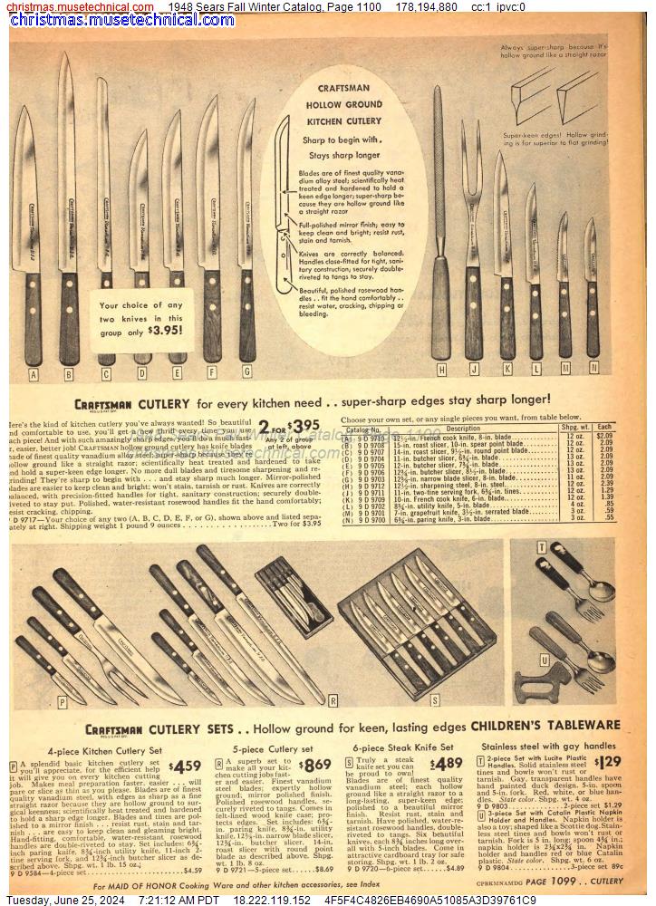 1948 Sears Fall Winter Catalog, Page 1100