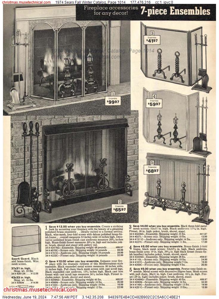 1974 Sears Fall Winter Catalog, Page 1014