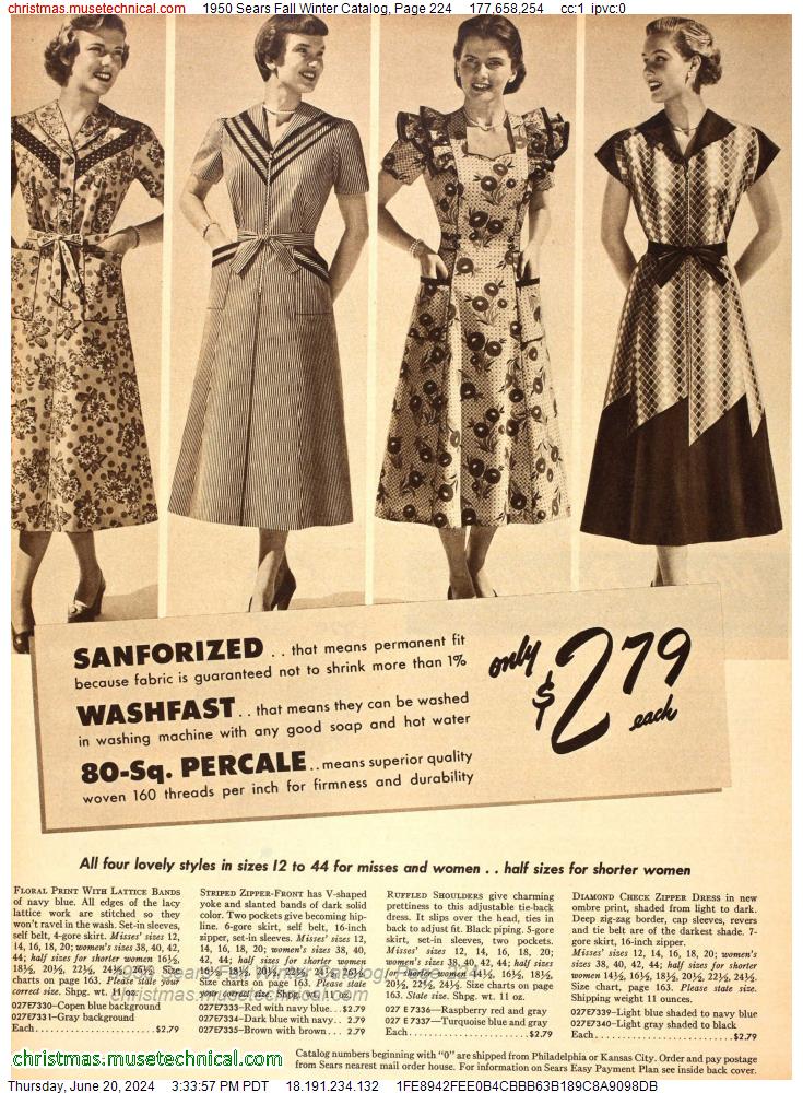 1950 Sears Fall Winter Catalog, Page 224
