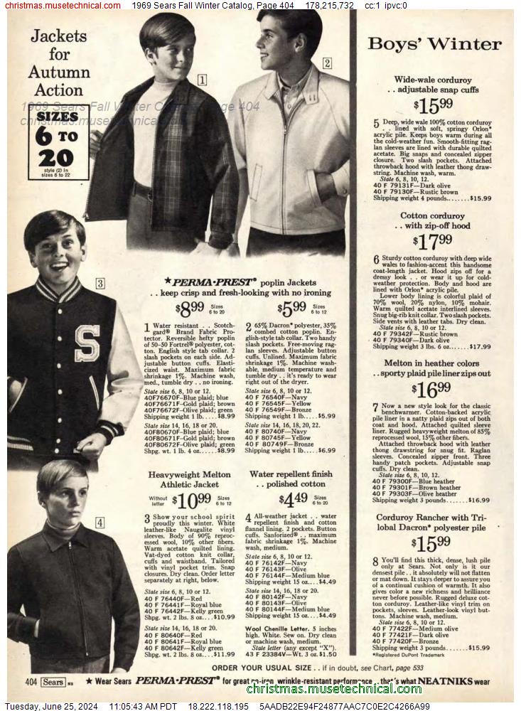 1969 Sears Fall Winter Catalog, Page 404