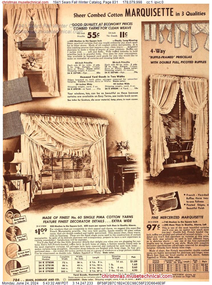 1941 Sears Fall Winter Catalog, Page 831