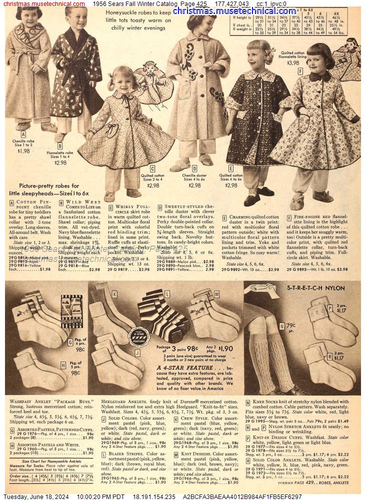 1956 Sears Fall Winter Catalog, Page 425