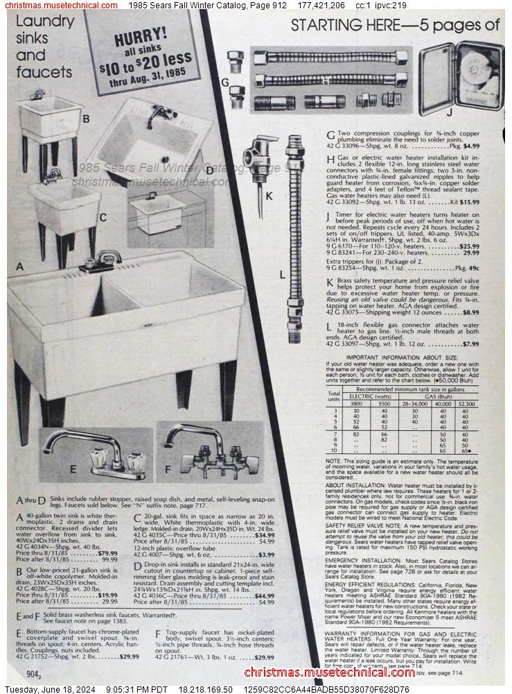 1985 Sears Fall Winter Catalog, Page 912