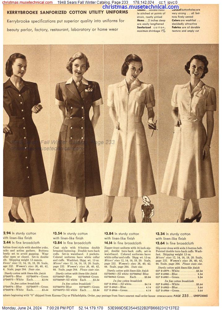 1948 Sears Fall Winter Catalog, Page 233