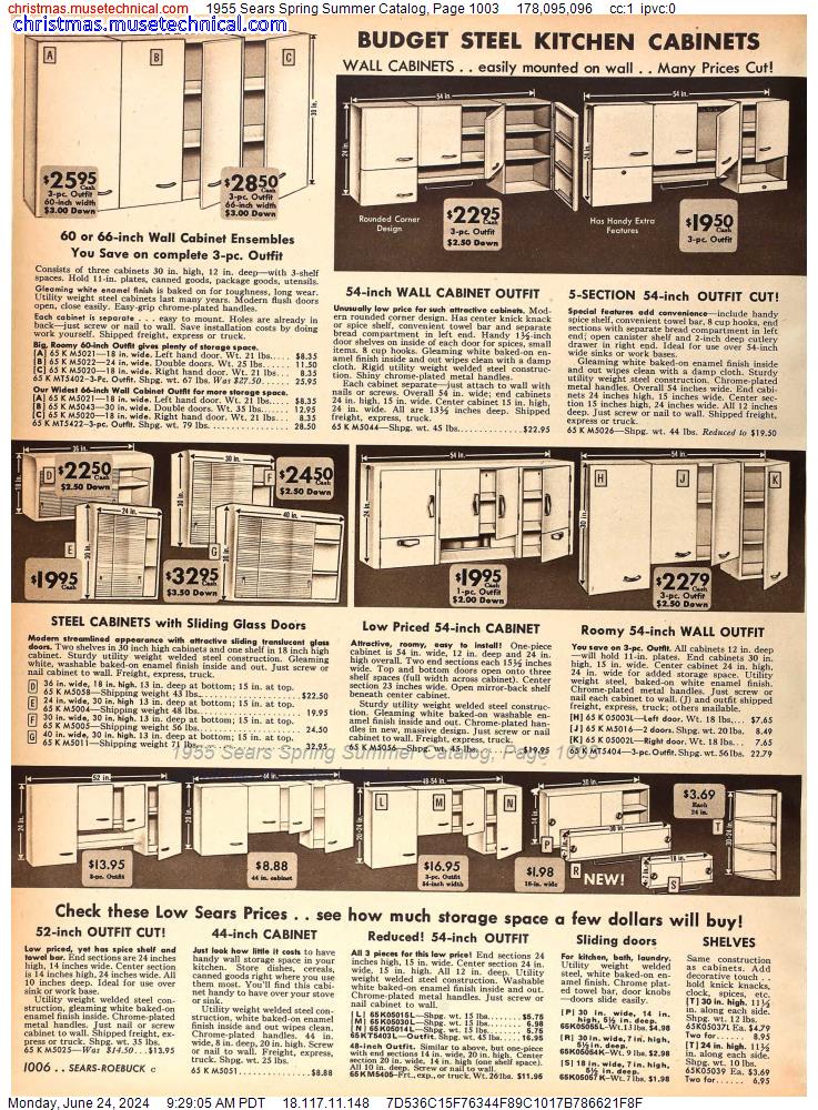 1955 Sears Spring Summer Catalog, Page 1003