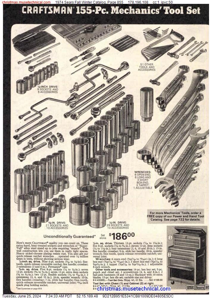 1974 Sears Fall Winter Catalog, Page 855