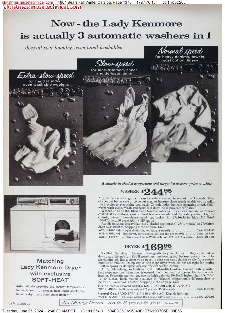 1964 Sears Fall Winter Catalog, Page 1370