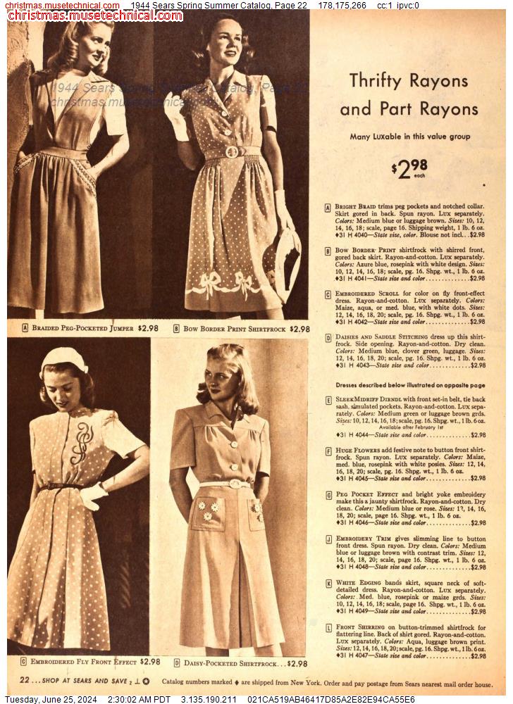 1944 Sears Spring Summer Catalog, Page 22