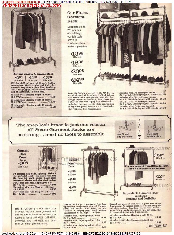 1969 Sears Fall Winter Catalog, Page 889