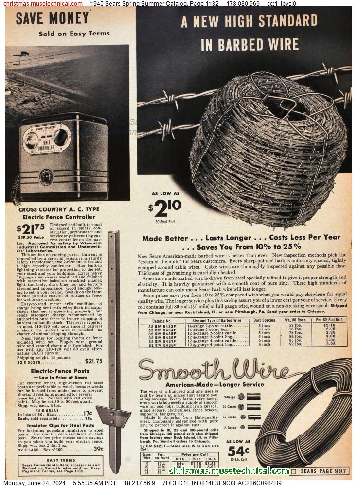 1940 Sears Spring Summer Catalog, Page 1182