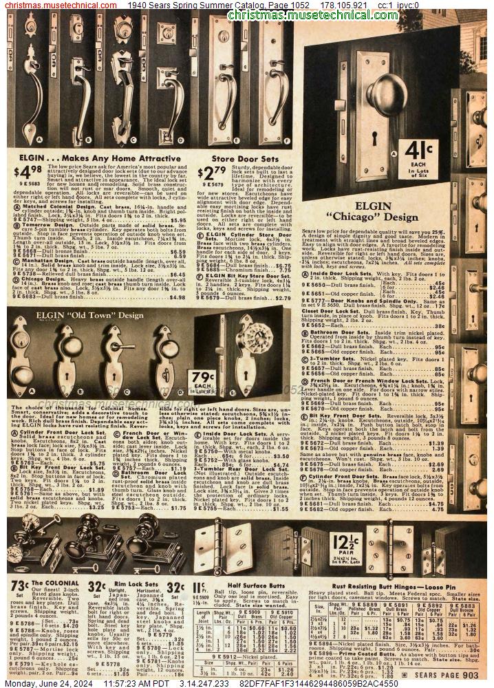 1940 Sears Spring Summer Catalog, Page 1052