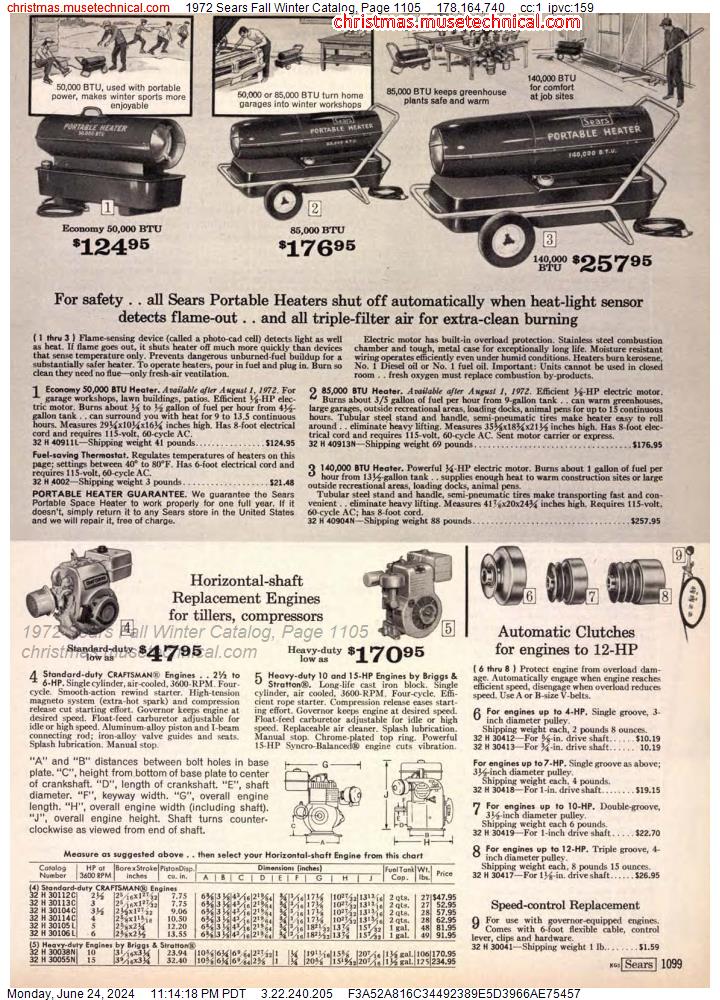1972 Sears Fall Winter Catalog, Page 1105