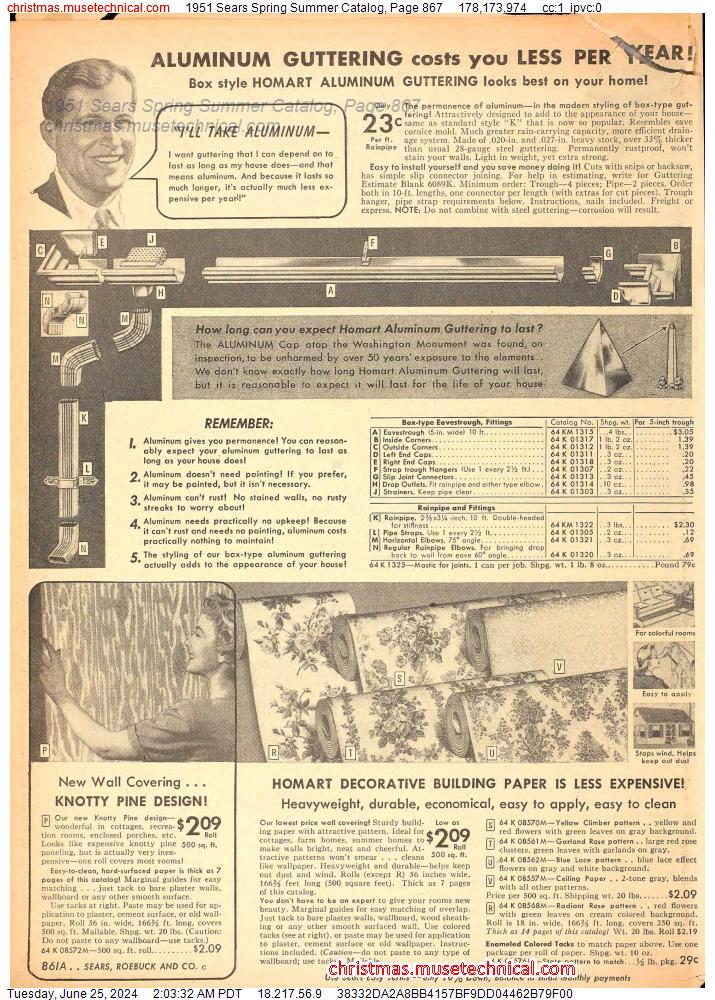 1951 Sears Spring Summer Catalog, Page 867