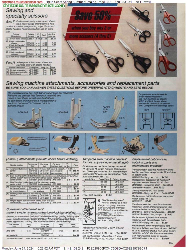 1986 Sears Spring Summer Catalog, Page 887