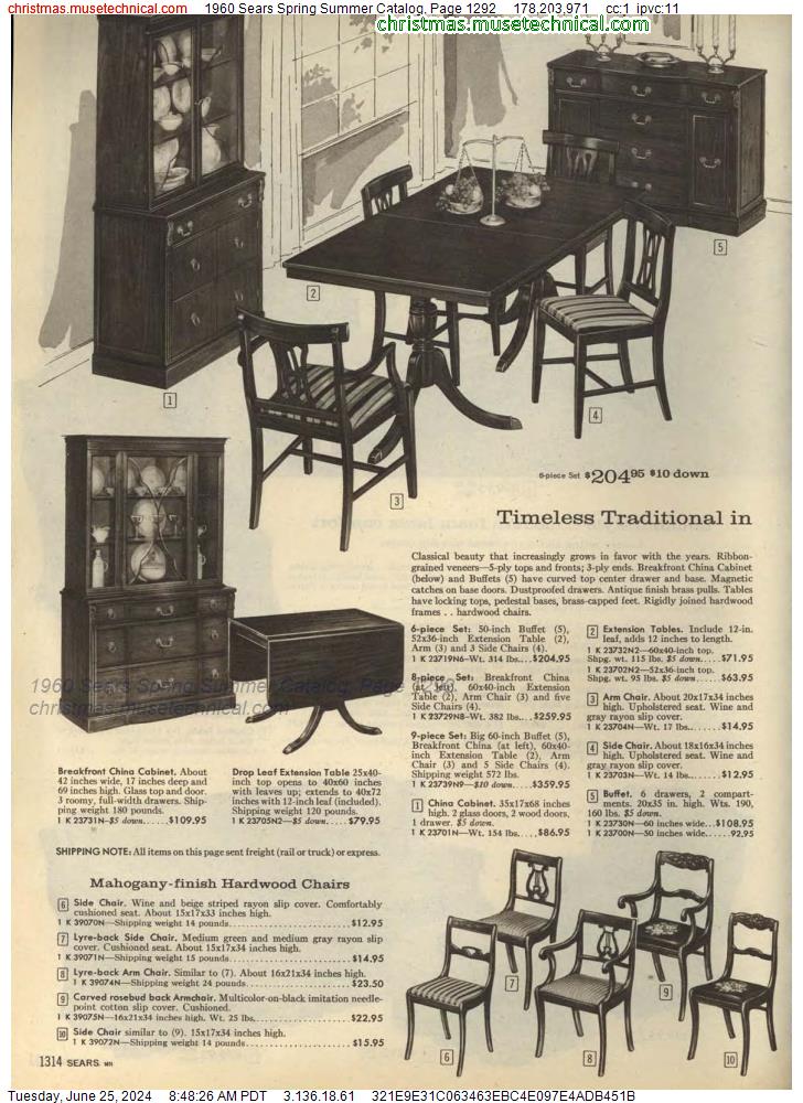 1960 Sears Spring Summer Catalog, Page 1292