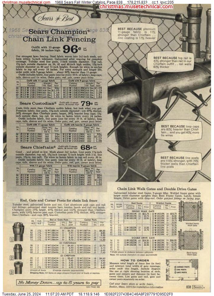 1968 Sears Fall Winter Catalog, Page 838
