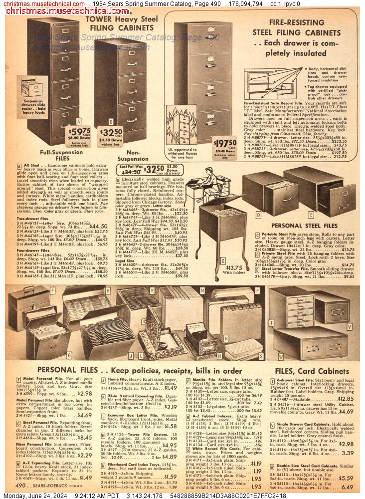 1954 Sears Spring Summer Catalog, Page 490