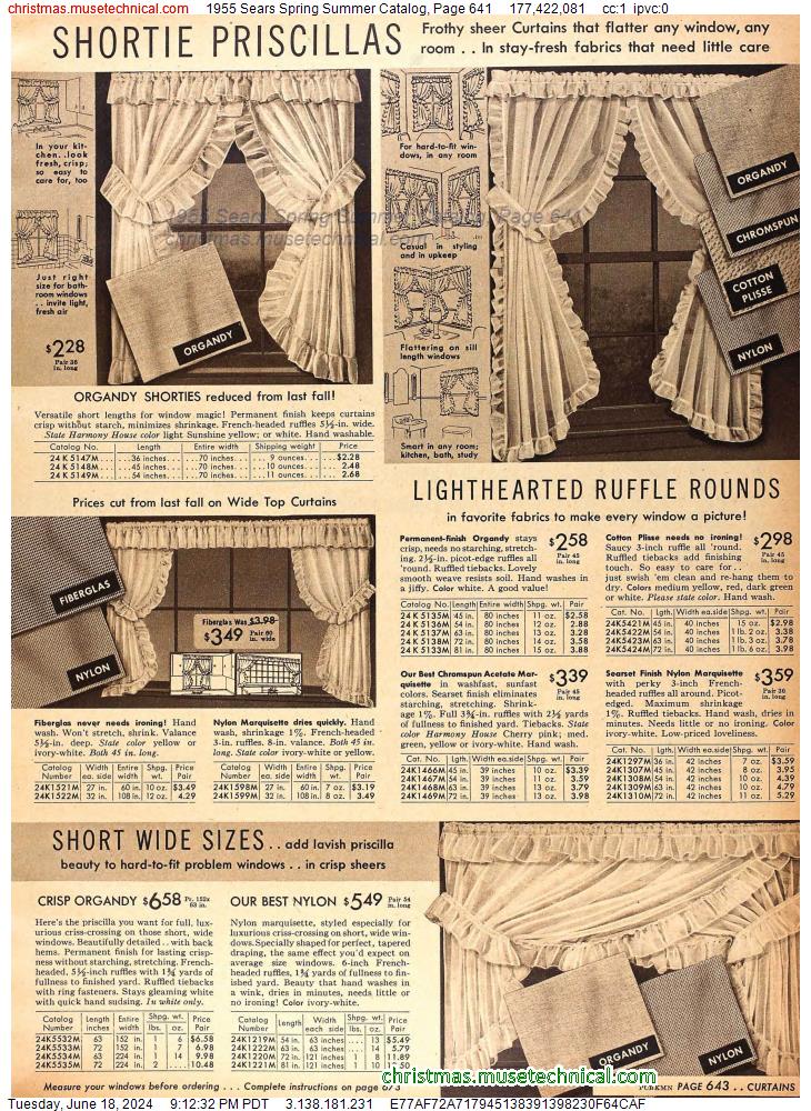 1955 Sears Spring Summer Catalog, Page 641