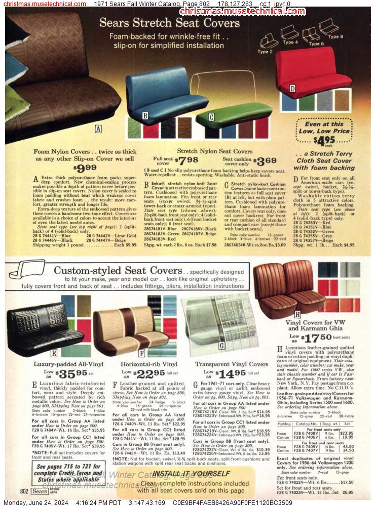 1971 Sears Fall Winter Catalog, Page 802