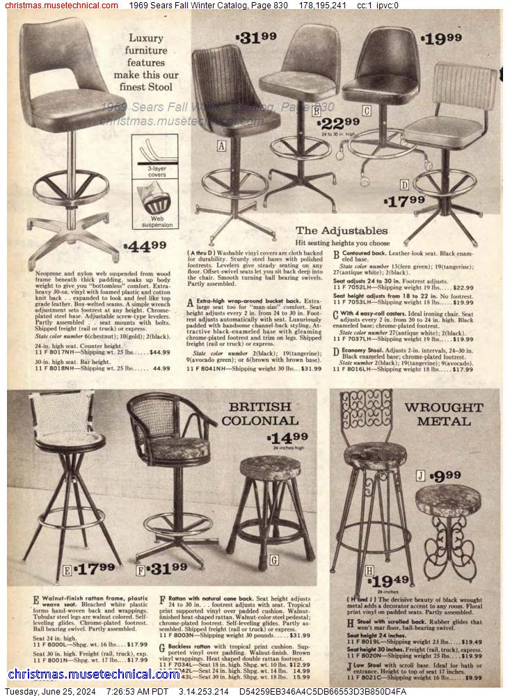 1969 Sears Fall Winter Catalog, Page 830