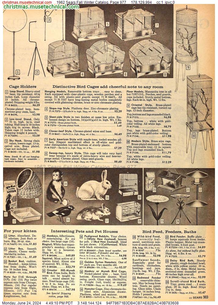 1962 Sears Fall Winter Catalog, Page 977