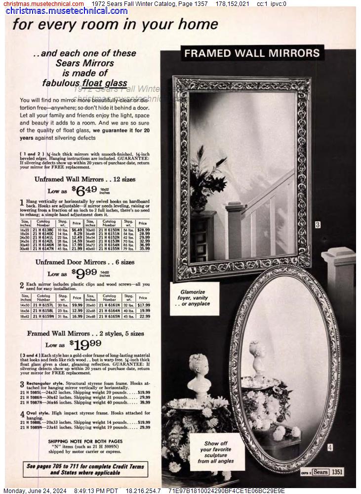 1972 Sears Fall Winter Catalog, Page 1357