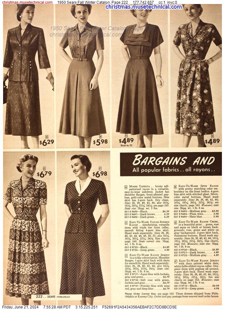 1950 Sears Fall Winter Catalog, Page 222