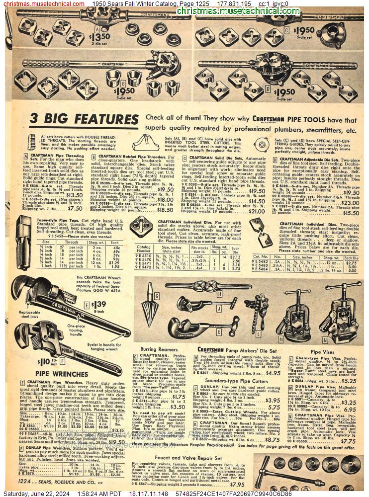 1950 Sears Fall Winter Catalog, Page 1225