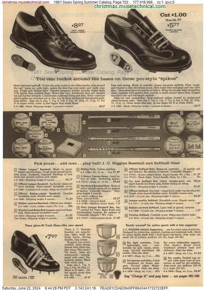 1961 Sears Spring Summer Catalog, Page 702