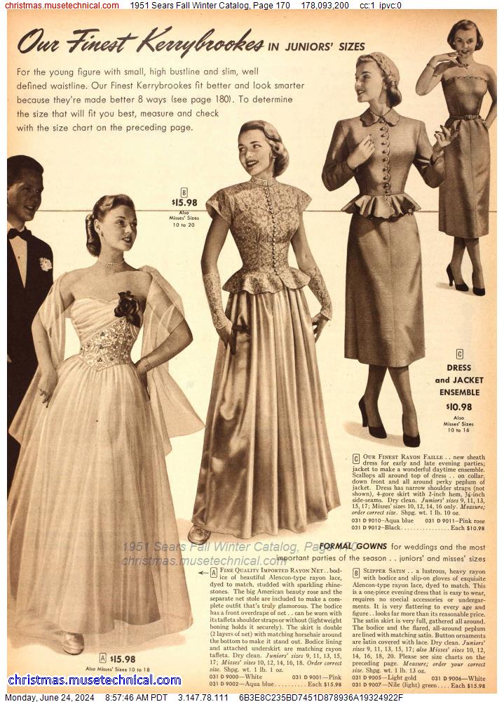 1951 Sears Fall Winter Catalog, Page 170